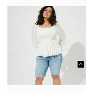 Torrid White Size 2X fairytale Renaissance smocked milkmaid cottage core blouse